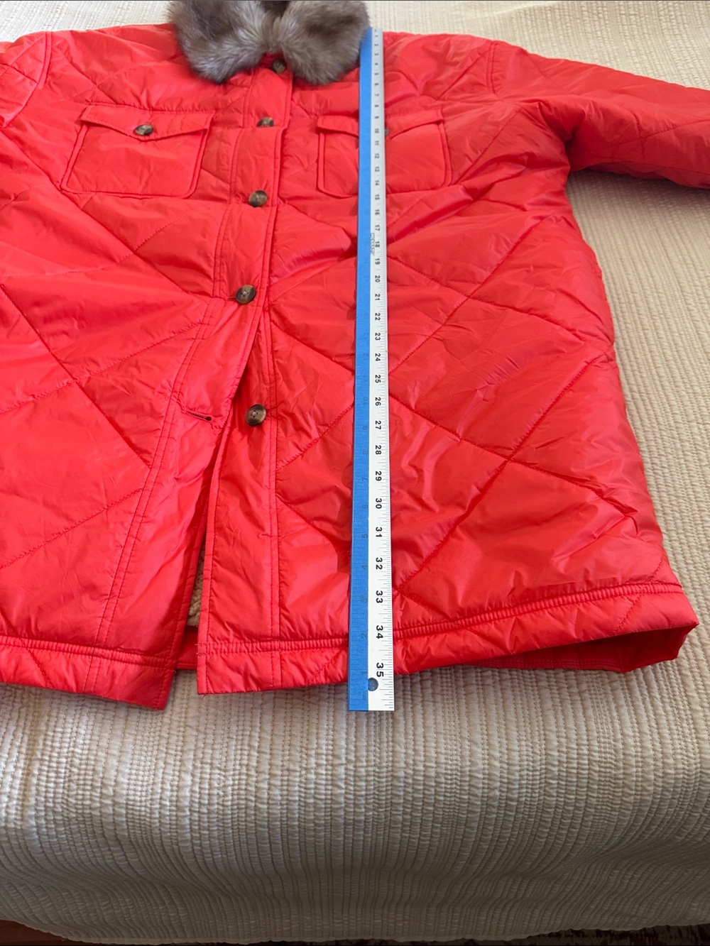 Aerie Orange Quilted Oversized Puffer Jacket with Faux Fur Collar - Picture 7 of 8